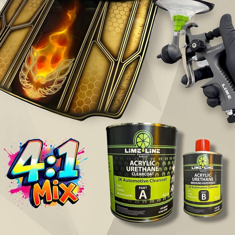 LiME LiNE 2K Clear Coat - 1.25 Quart Automotive Paint Kit with Hardener - 4:1 Mix Ratio, High Gloss Top Coat for Cars, Trucks, and Motorcycles - Image 4